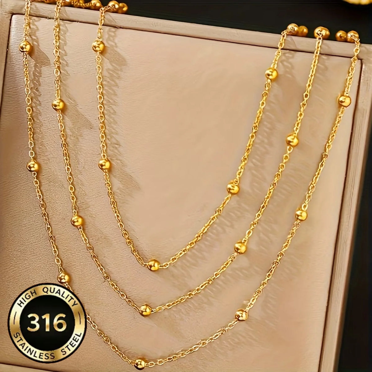 Three-Layer Beaded Necklace