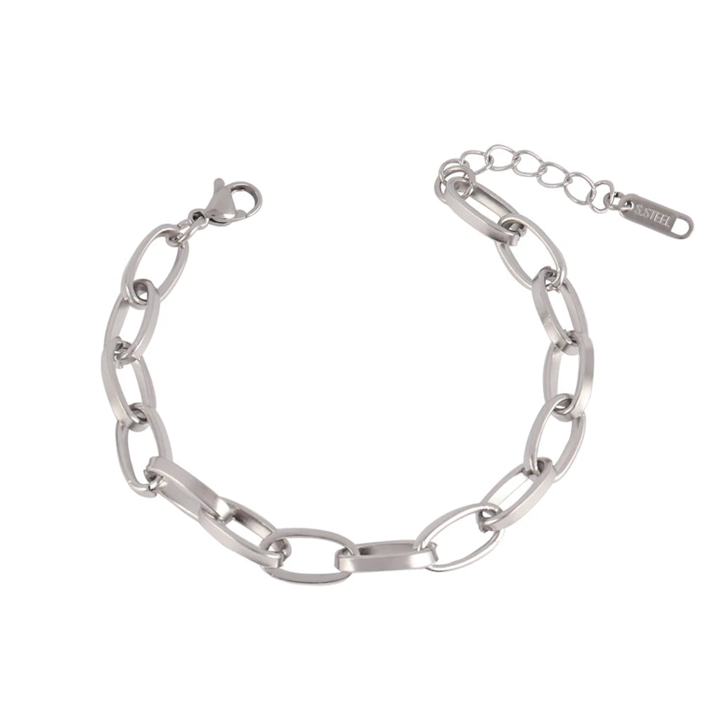 316L Stainless Steel Irregular Bracelet for Women Punk Simple Geometric Chain Bracelets Men Jewelry Gift