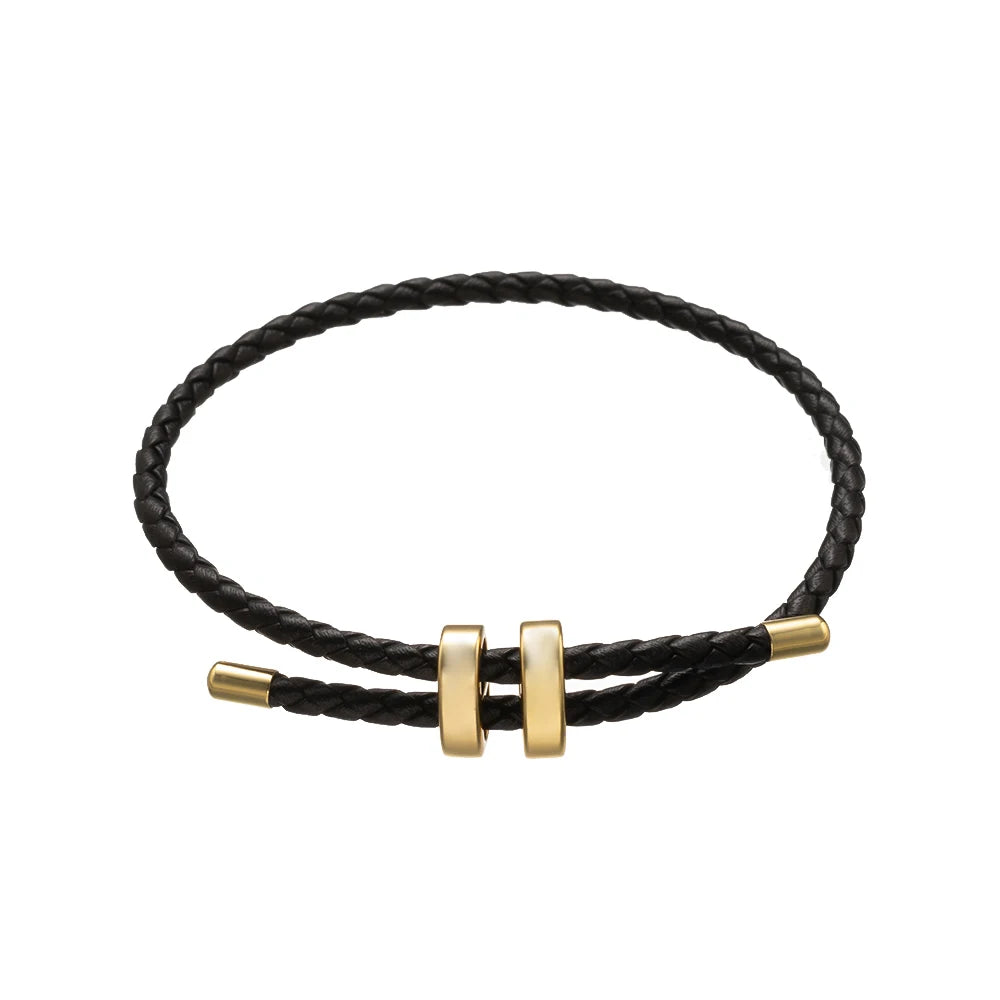 1Pcs Adjustable Braided Eight-Character Buckle Leather Bracelet for Couple Men Women Bangle Jewelry Making Accessories Wholesale