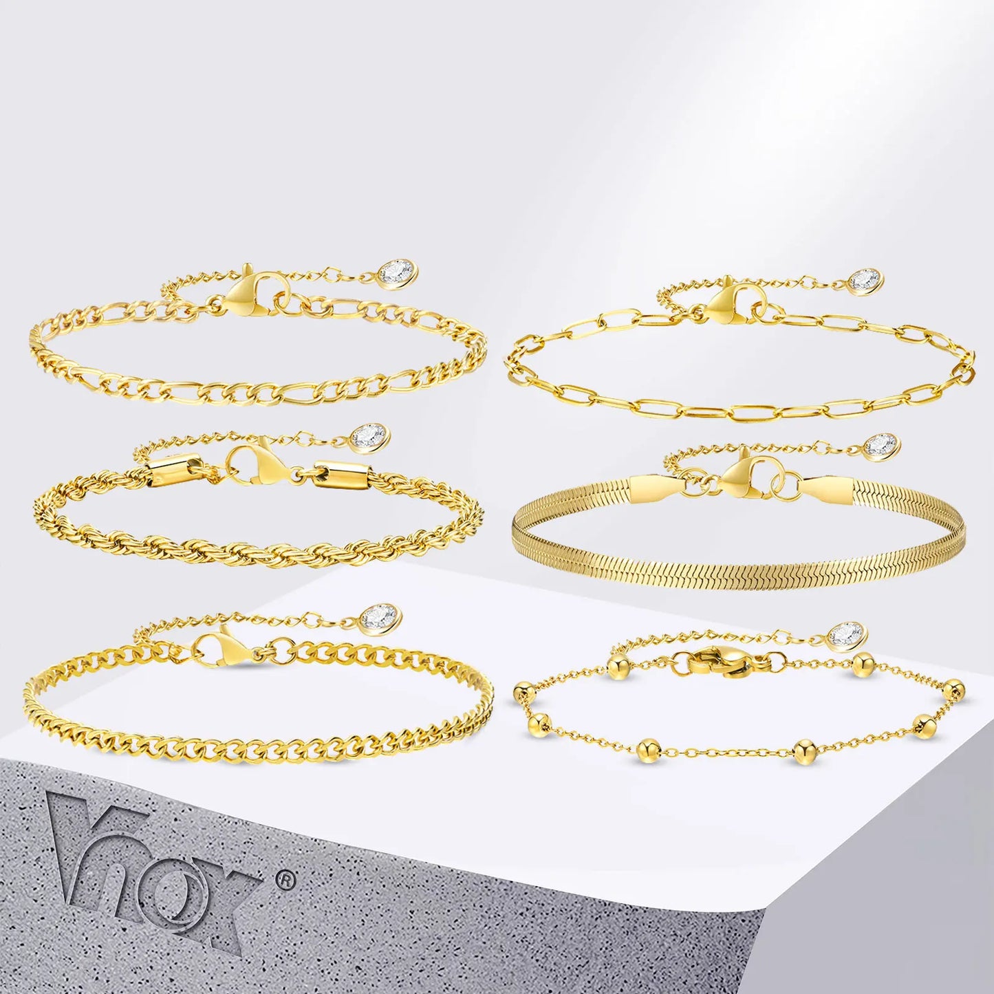 6Pcs/3Pcs Women Chain Bracelets Set, Rope Chain Cuban Chain Snake Links Bracelets, New Gold Plated Minimalist Jewelry Set