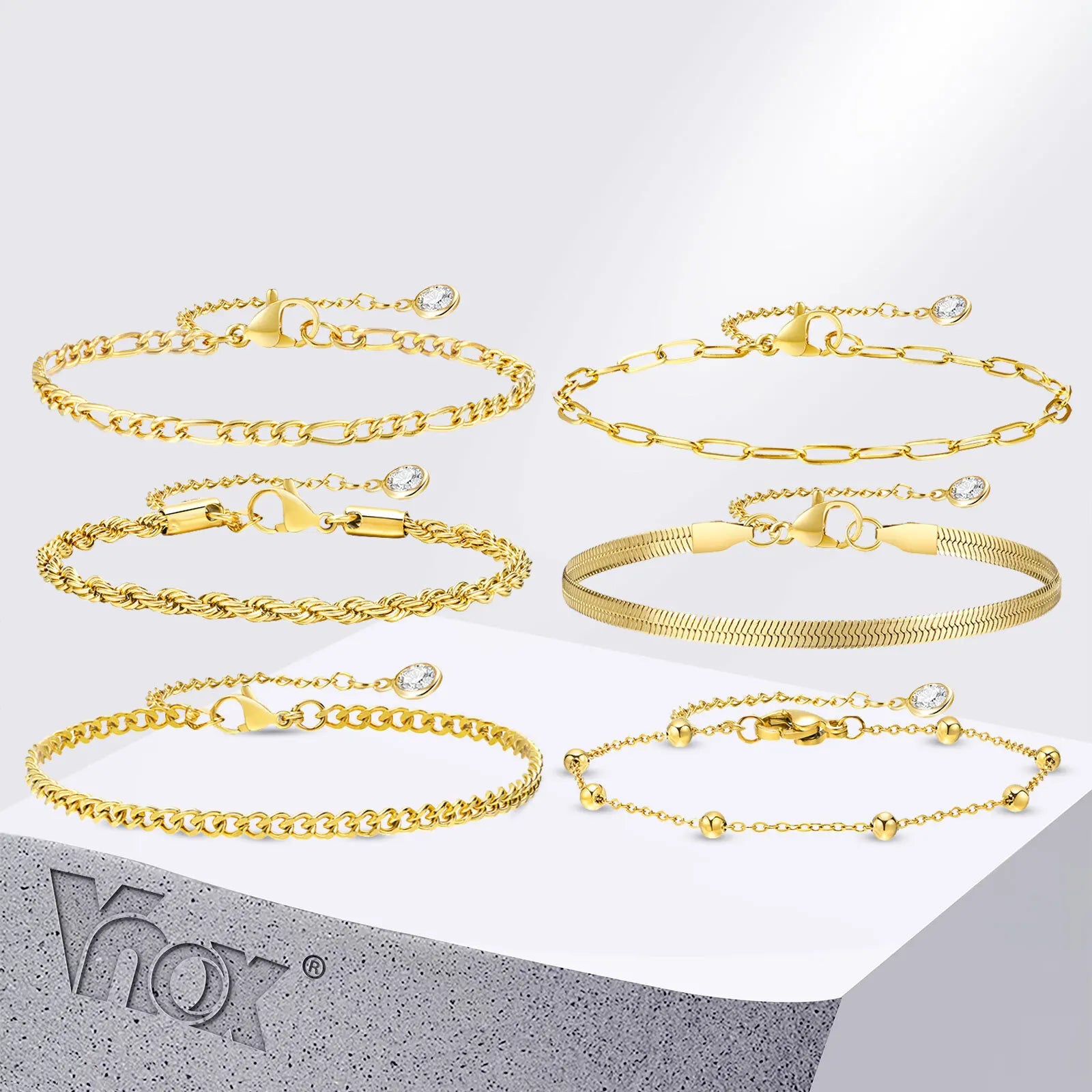 6Pcs/3Pcs Women Chain Bracelets Set, Rope Chain Cuban Chain Snake Links Bracelets, New Gold Plated Minimalist Jewelry Set