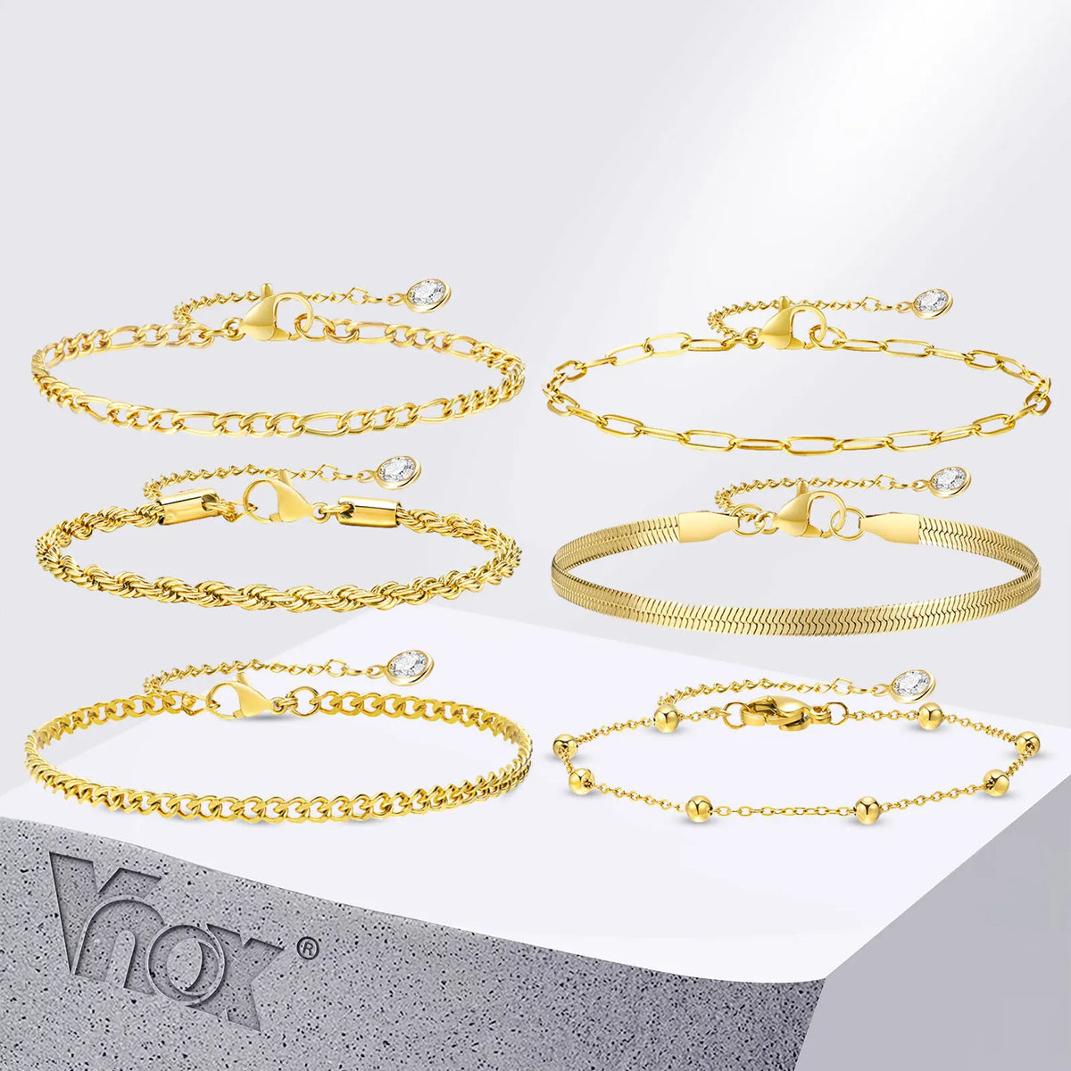 6Pcs/3Pcs Women Chain Bracelets Set, Rope Chain Cuban Chain Snake Links Bracelets, New Gold Plated Minimalist Jewelry Set