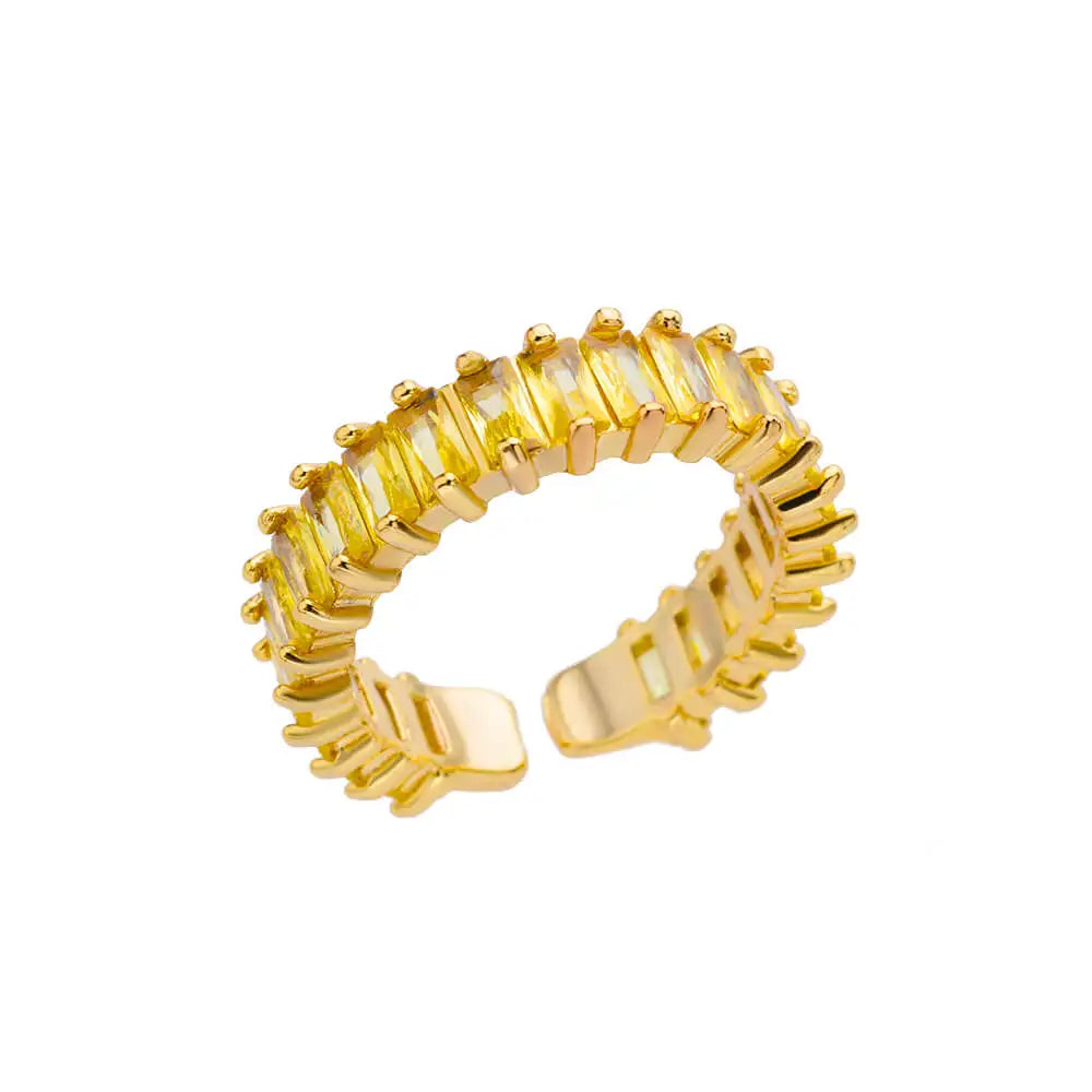 Mini Zircon Green Rings for Women Stainless Steel Gold Color Adjustable Finger Ring Engagement Wedding Christmas Jewelry Gift