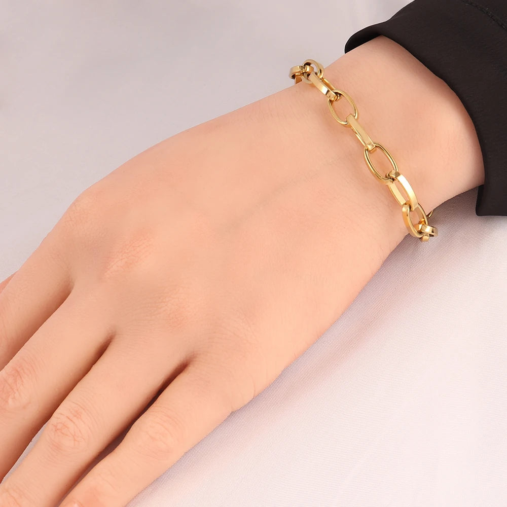 316L Stainless Steel Irregular Bracelet for Women Punk Simple Geometric Chain Bracelets Men Jewelry Gift