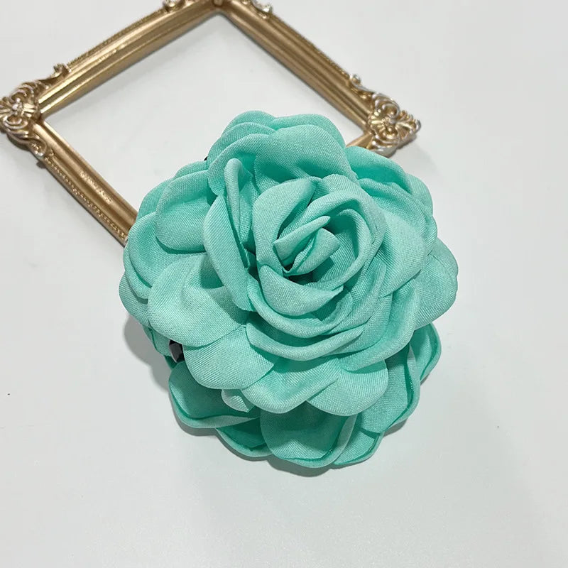 French Fabric Rose Flower Hair Claw Clips for Women Girls Hair Clip Barrette Hairpins Hair Clamps Headwear Hair Accessories Gift