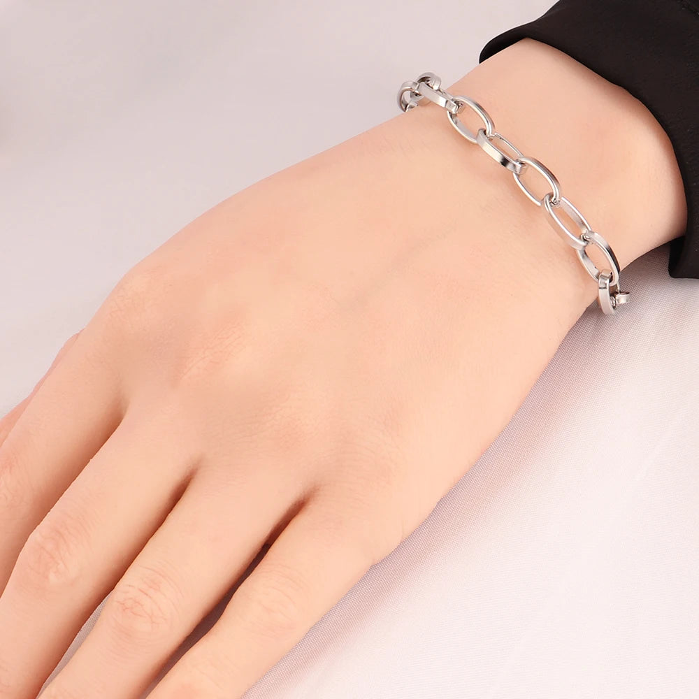 316L Stainless Steel Irregular Bracelet for Women Punk Simple Geometric Chain Bracelets Men Jewelry Gift