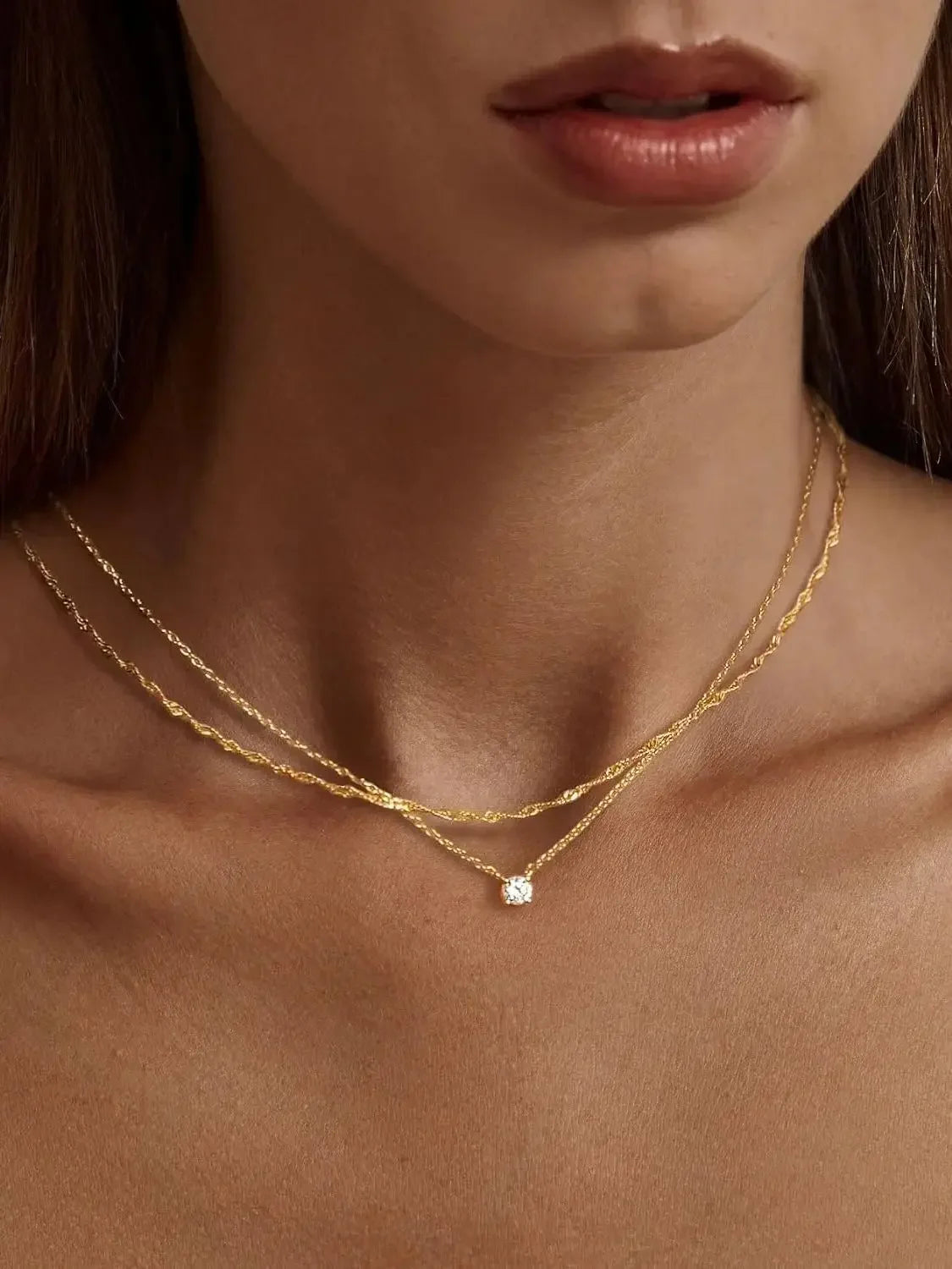 Diamond Necklaces for Women K Gold/Sterling Silver Choker Necklace Simple Gold Plated Jewelry Necklaces for Women Gifts