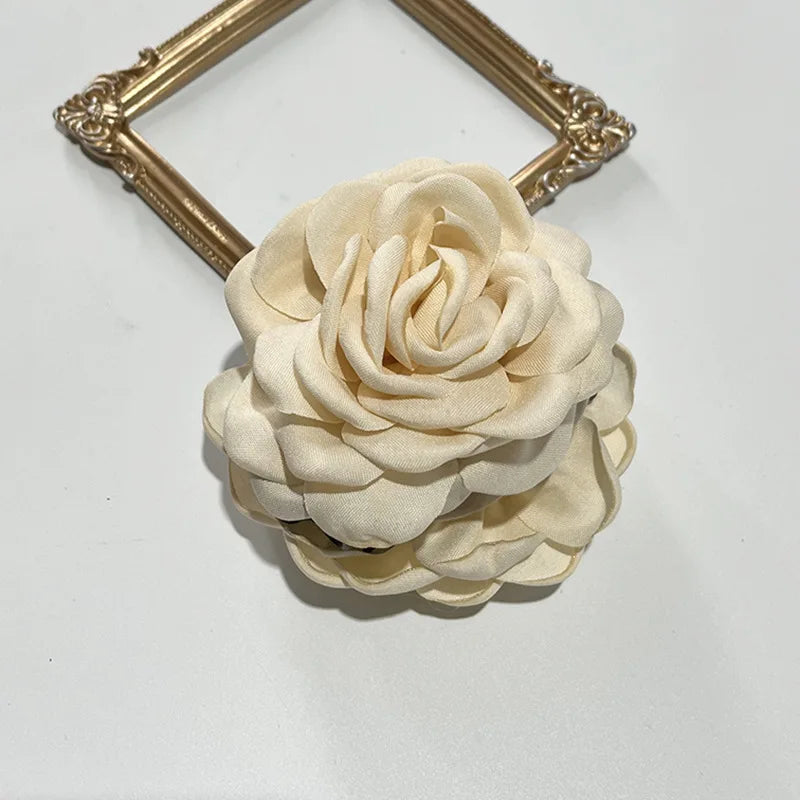 French Fabric Rose Flower Hair Claw Clips for Women Girls Hair Clip Barrette Hairpins Hair Clamps Headwear Hair Accessories Gift