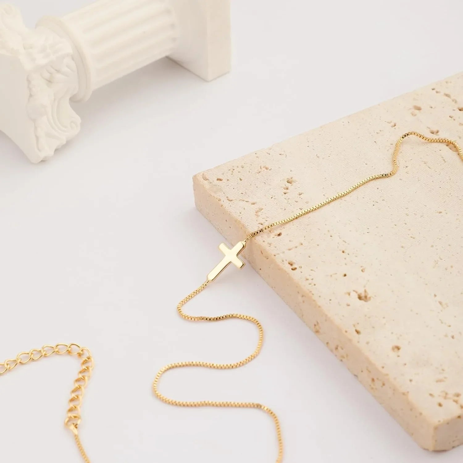 Cross Necklace for Women 14K Gold Plated Small Cross Pendant Choker Simple Trendy Charm Chain Necklace Jewelry Religious Gift