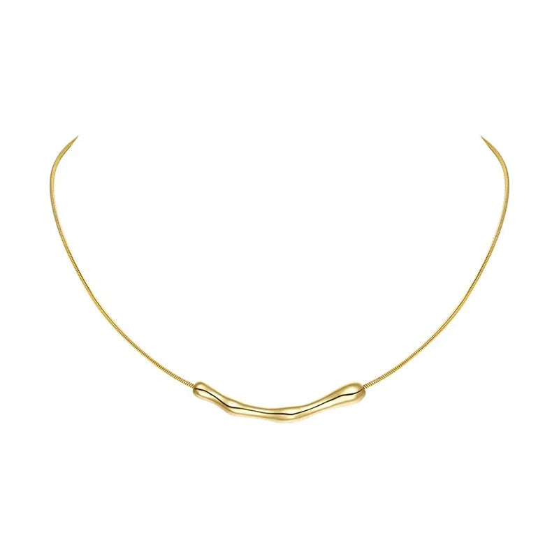 European and American Fashion Simple Stainless Steel Gold Color Collarbone Chain for Women’S Fashion Short Necklaces Jewelry