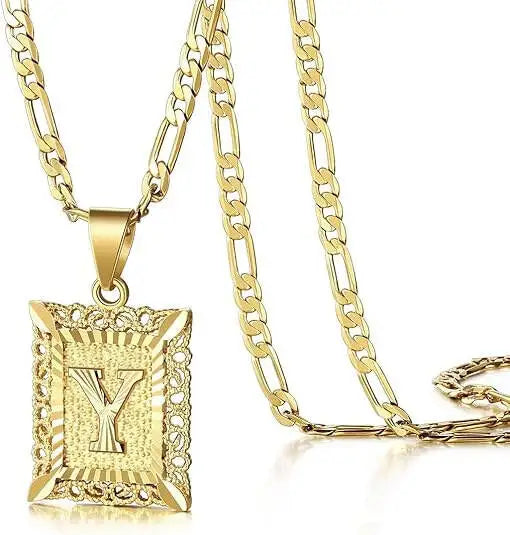 Square Initial Pendant Necklace