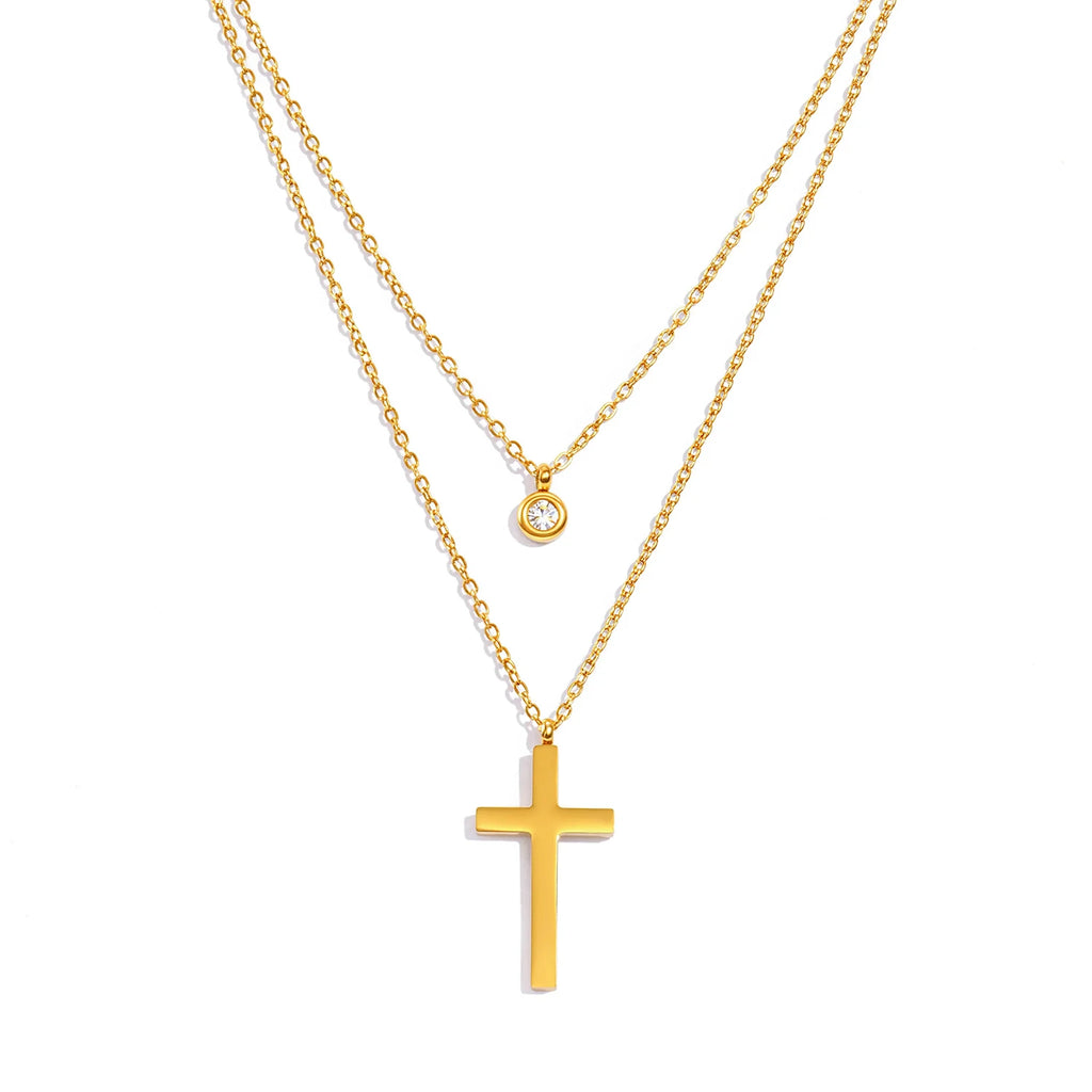 Layered Cross Pendant Necklace
