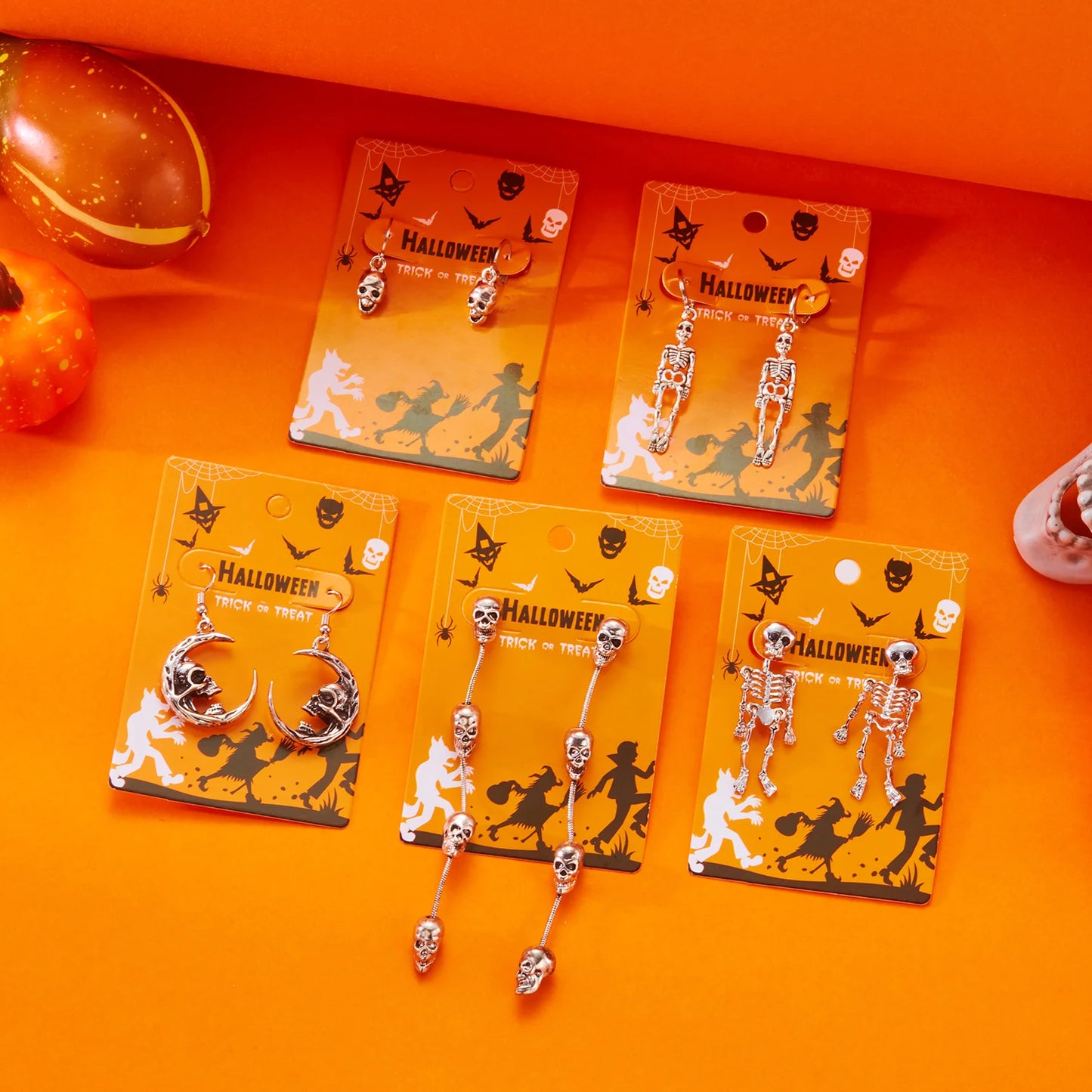 Halloween Skull Skeleton Drop Earrings for Women European and American Gothic Ghost Spider Web Dangle Earrings Punk Jewelry Gift