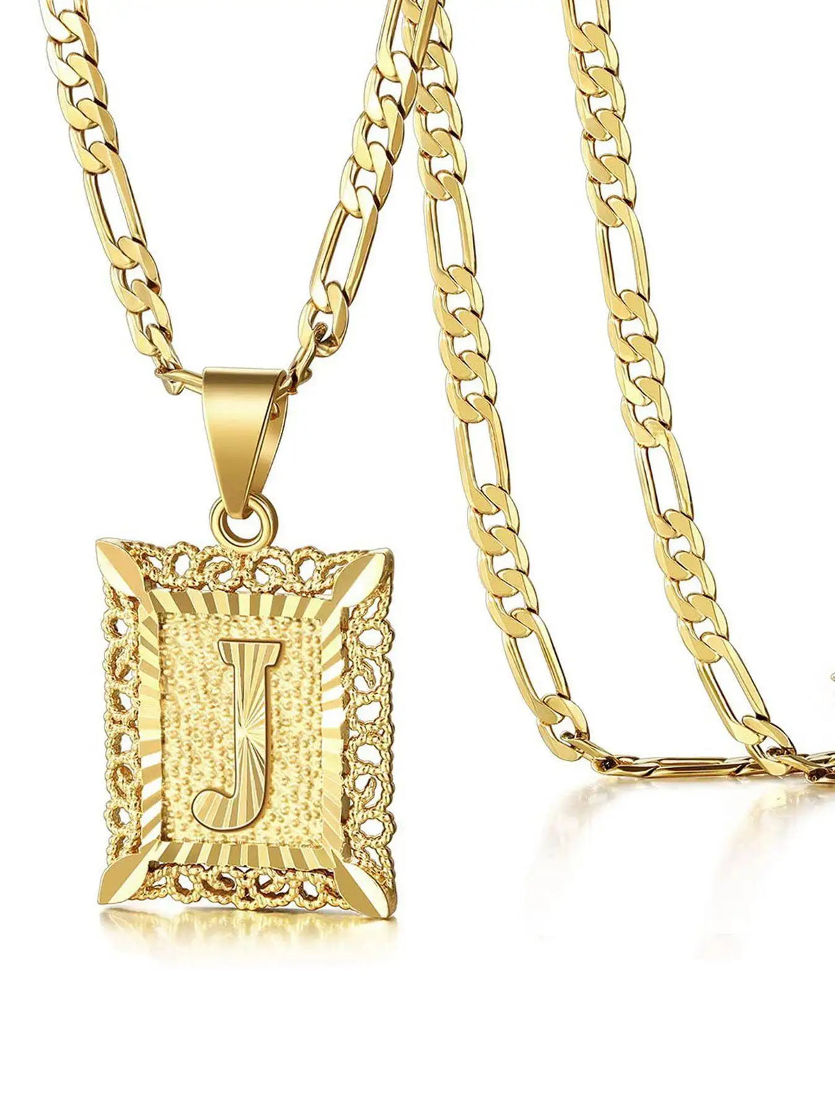 Square Initial Pendant Necklace