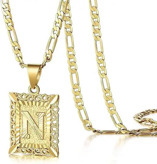 Square Initial Pendant Necklace