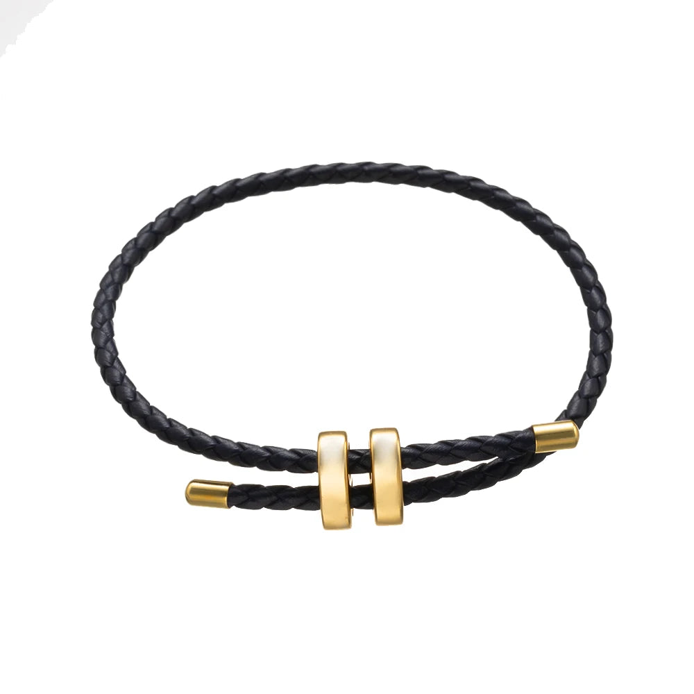 1Pcs Adjustable Braided Eight-Character Buckle Leather Bracelet for Couple Men Women Bangle Jewelry Making Accessories Wholesale