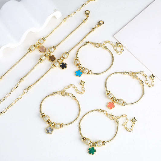 Jewelry 2024 Luxury New 5 Leaf Grass Bracelet Women'S Wedding Party Bracelet Unique Chain Woven Accessories