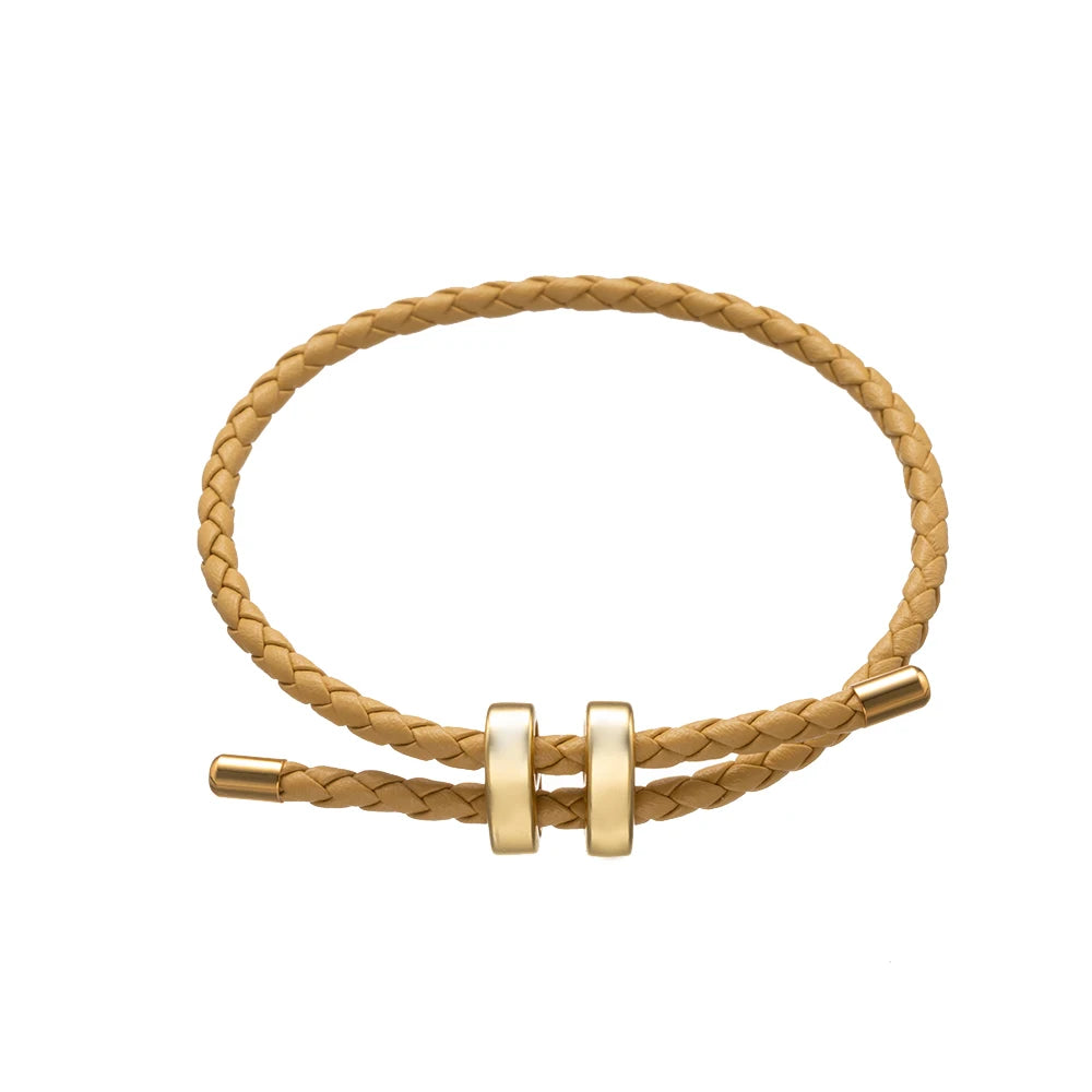 1Pcs Adjustable Braided Eight-Character Buckle Leather Bracelet for Couple Men Women Bangle Jewelry Making Accessories Wholesale