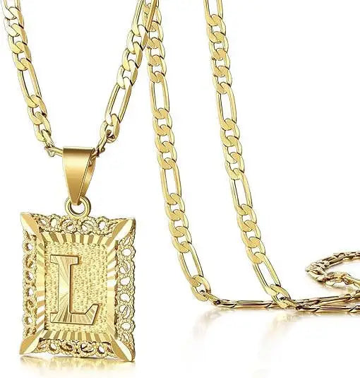 Square Initial Pendant Necklace