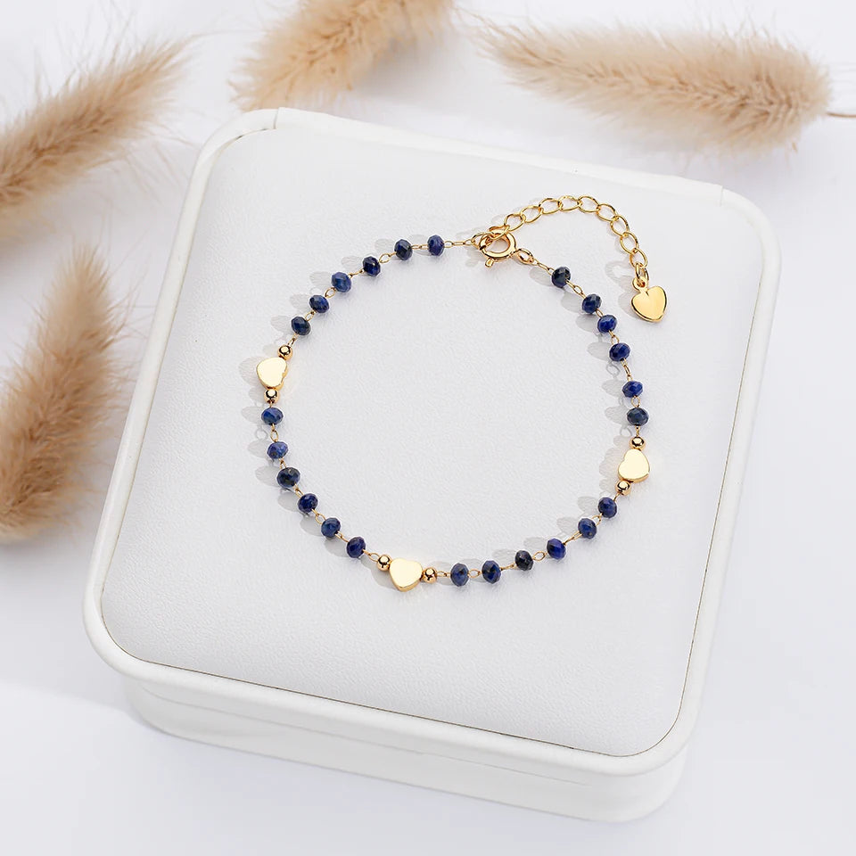 Natural Stone Bracelet on Hand for Women Fashion Jewelry Handwork Chain Bangle Heart Design