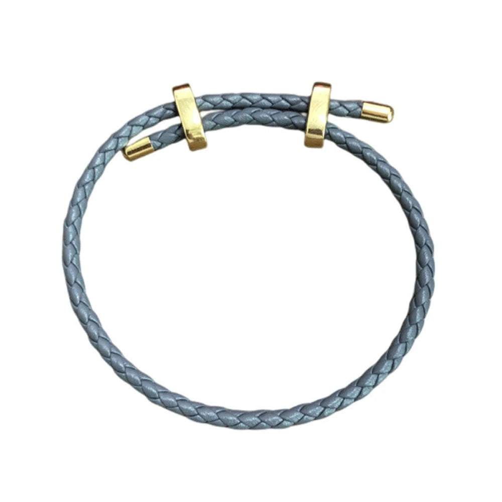 1Pcs Adjustable Braided Eight-Character Buckle Leather Bracelet for Couple Men Women Bangle Jewelry Making Accessories Wholesale