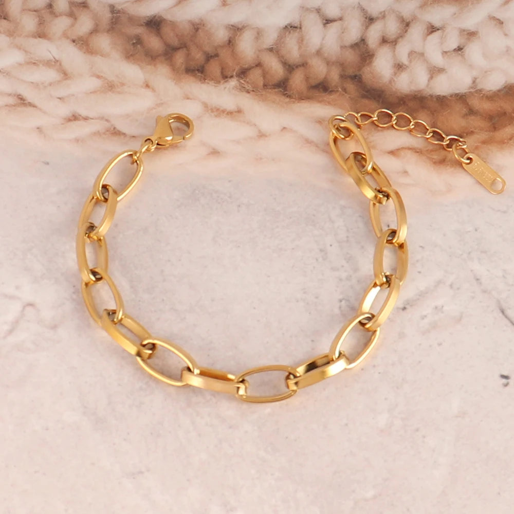 316L Stainless Steel Irregular Bracelet for Women Punk Simple Geometric Chain Bracelets Men Jewelry Gift