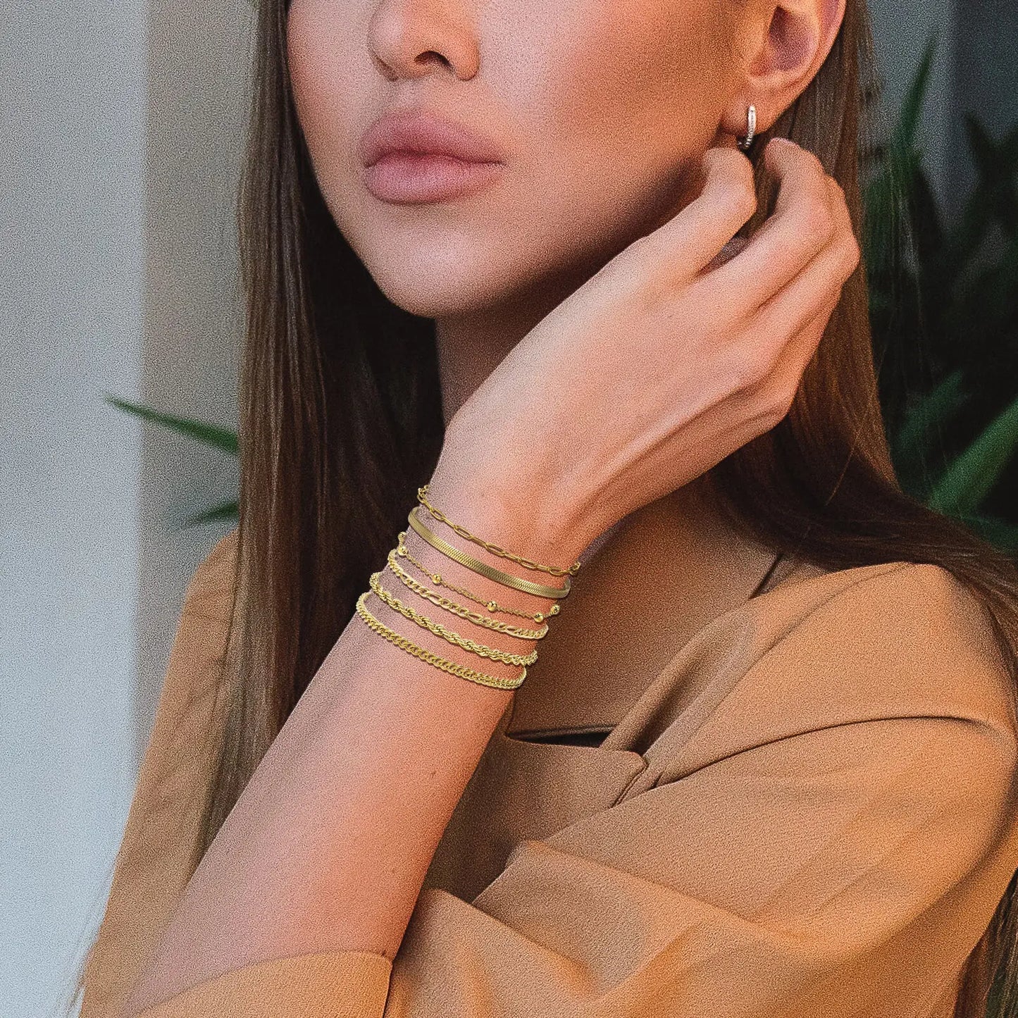 6Pcs/3Pcs Women Chain Bracelets Set, Rope Chain Cuban Chain Snake Links Bracelets, New Gold Plated Minimalist Jewelry Set