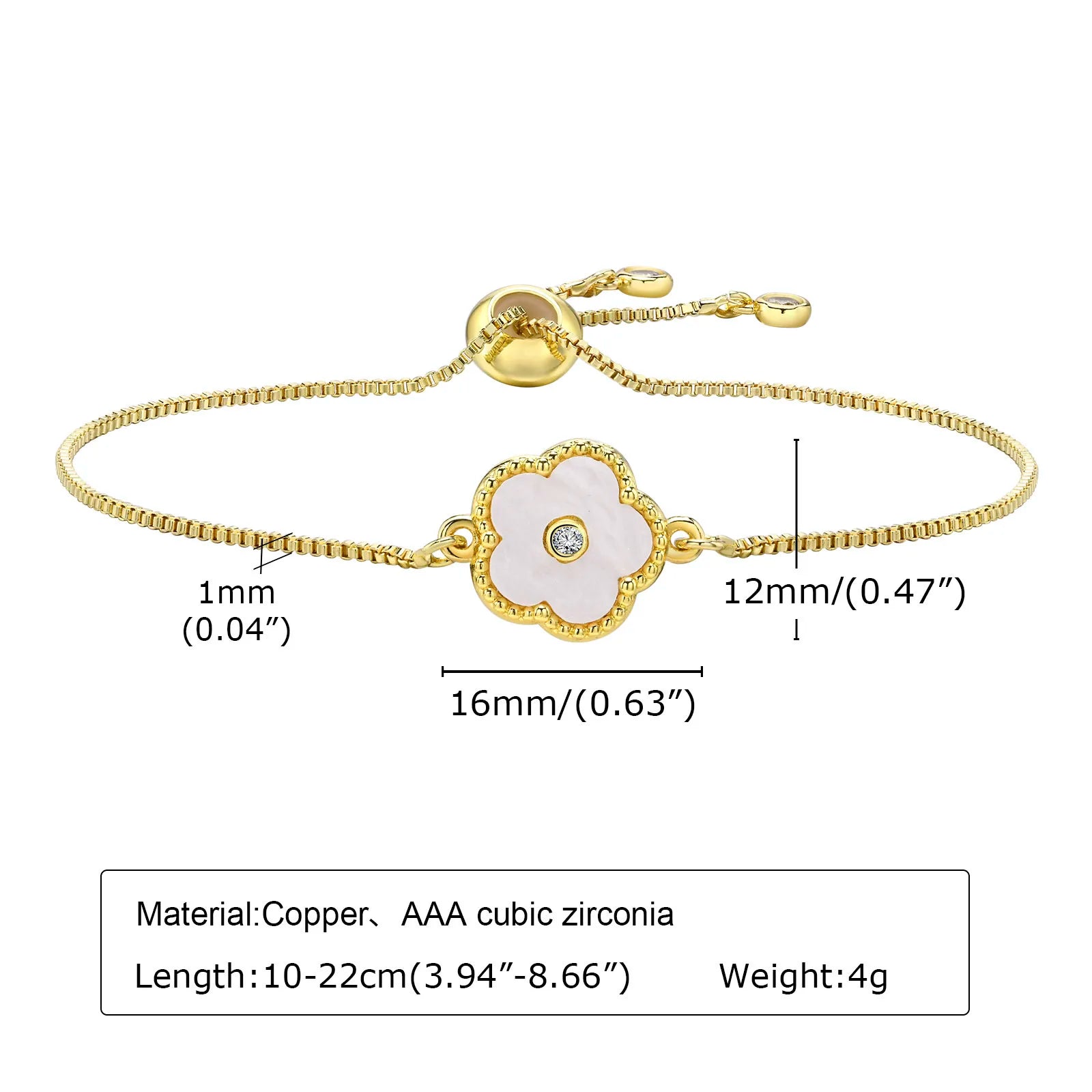 Stainless Steel Leaf Flower Bracelet Adjustable Woman Girl AAA Zirconia Inlay Christmas Gift