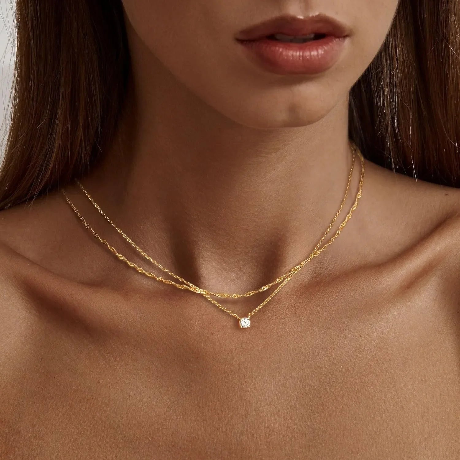 Diamond Necklaces for Women K Gold/Sterling Silver Choker Necklace Simple Gold Plated Jewelry Necklaces for Women Gifts