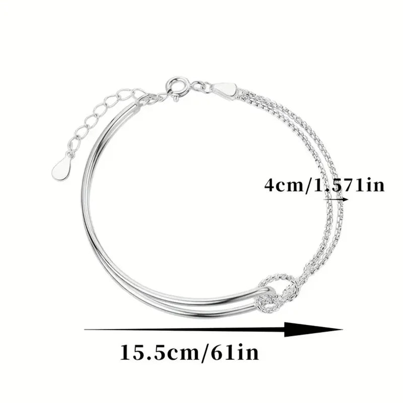 New S925 Silver Minimalist Geometric Collage Bracelet Women's Jewelry Exquisite and Elegant for Birthday and Christmas Gifts