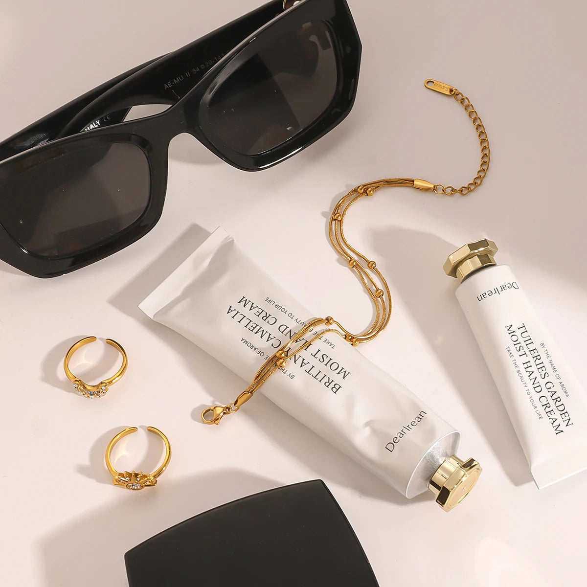 Exquisite 18K Gold Color Plating Stainless Steel Chain Bracelet Dainty Silver Bracelet Adjustable Bracelet Stackable Cha