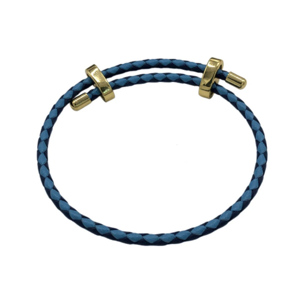 1Pcs Adjustable Braided Eight-Character Buckle Leather Bracelet for Couple Men Women Bangle Jewelry Making Accessories Wholesale