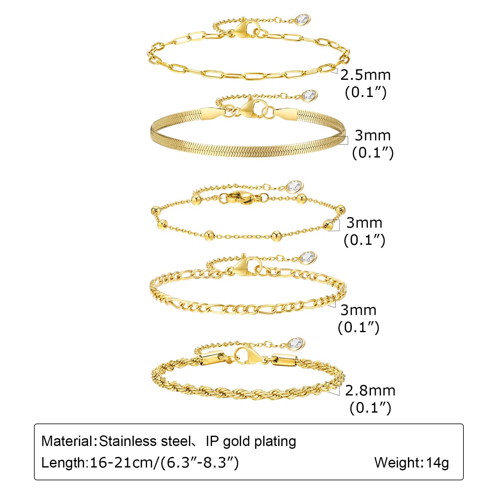 6Pcs/3Pcs Women Chain Bracelets Set, Rope Chain Cuban Chain Snake Links Bracelets, New Gold Plated Minimalist Jewelry Set