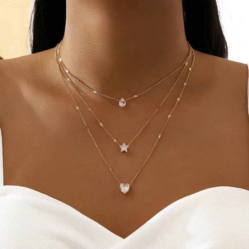 Layered Heart Pendant Necklace