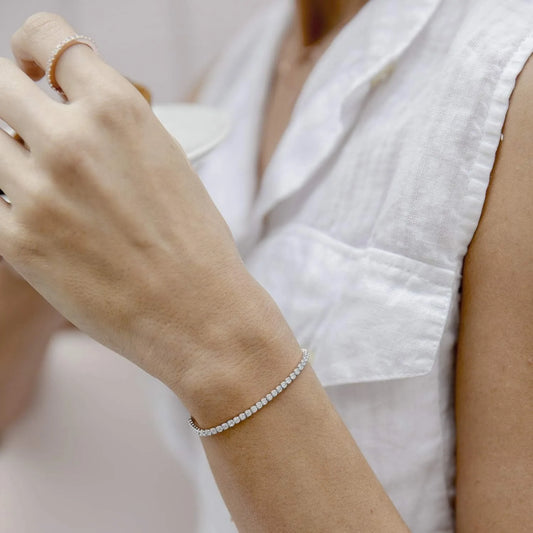 14K Gold Plated Cubic Zirconia Classic Tennis Bracelet for Women | Adjustable Slider| Gift for Women Trendy Bracelet for Women