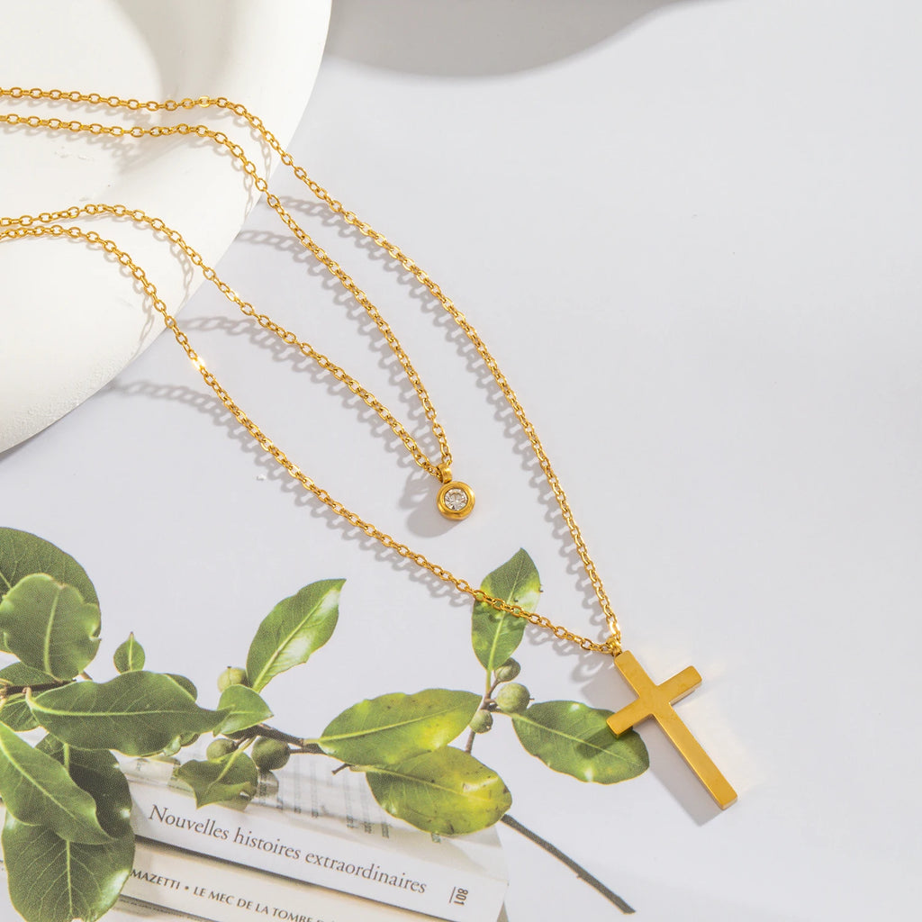 Layered Cross Pendant Necklace