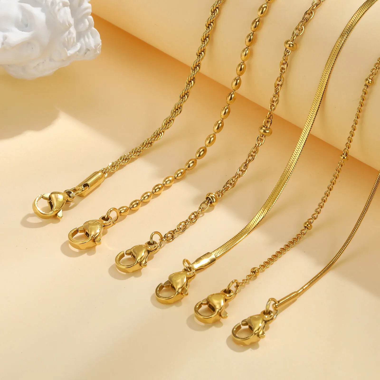 Thin Link Women Bracelet, Stainless Steel 18K Gold Plated Wrist Chain Waterproof Resistant Jewelry