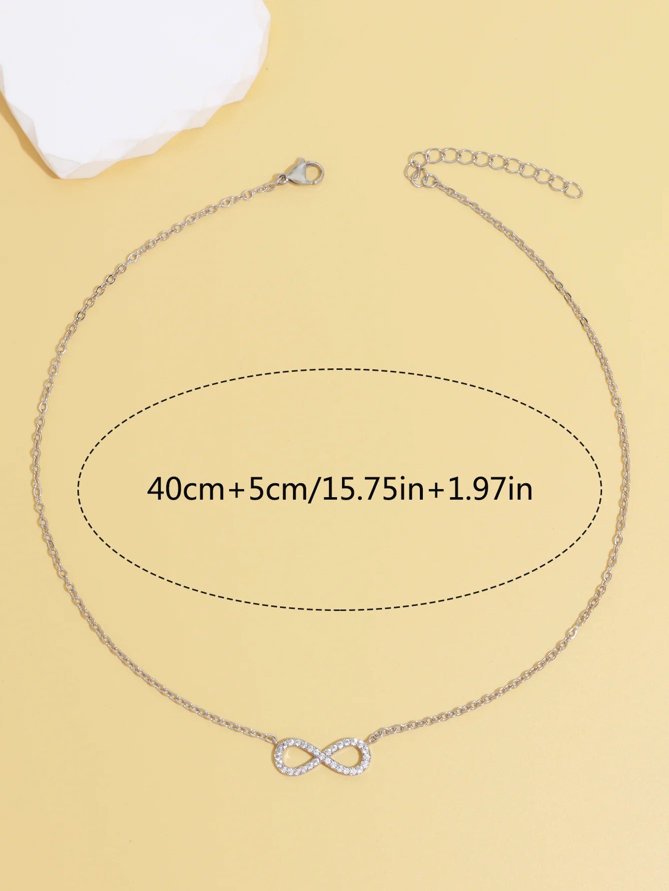 Fashion Simple Stainless Steel Infinity Pendant Necklace for Women Classic Lucky Zircon Love You Forever Jewelry Birthday Gift