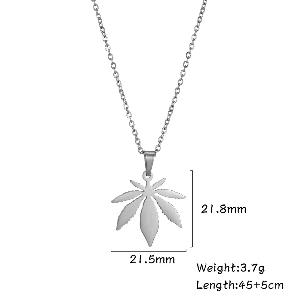Maple Leaf Necklace Autumn Fall Winter Chain Gift for Woman Man Cold Color Stainless Steel Pendant Fashion Jewelry Accessories