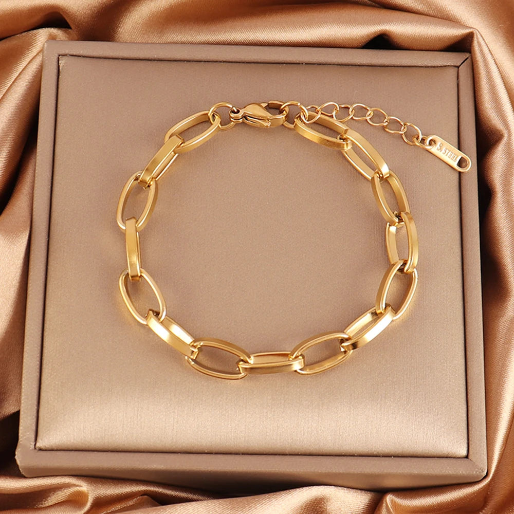 316L Stainless Steel Irregular Bracelet for Women Punk Simple Geometric Chain Bracelets Men Jewelry Gift