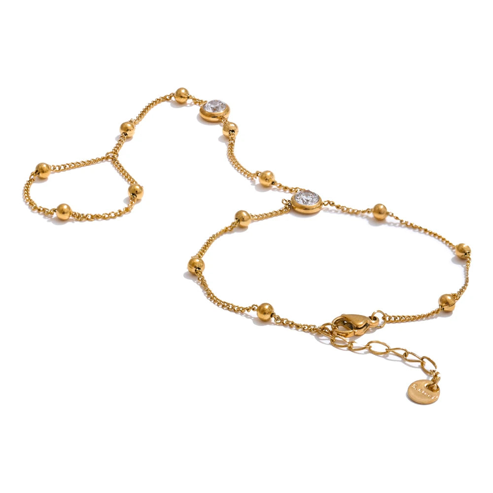 Stainless Steel Hand Chain Wrist with Finger Fashion Accessories Bracelet for Women Gold Platinum PVD Plated Chic Jewelry