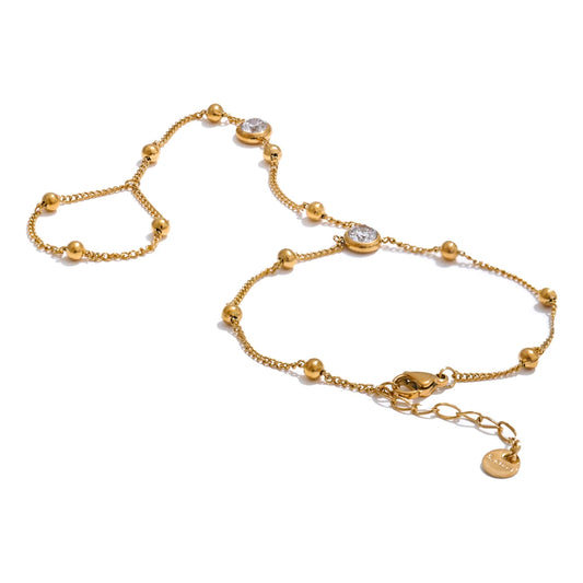 Stainless Steel Hand Chain Wrist with Finger Fashion Accessories Bracelet for Women Gold Platinum PVD Plated Chic Jewelry