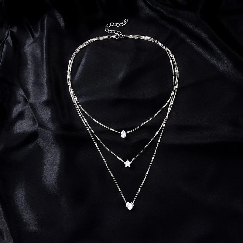 Layered Heart Pendant Necklace