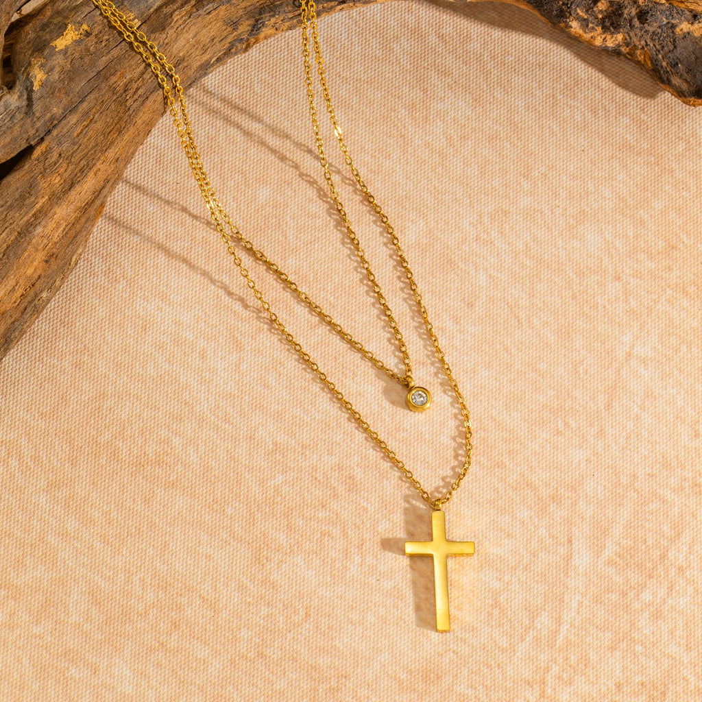 Layered Cross Pendant Necklace