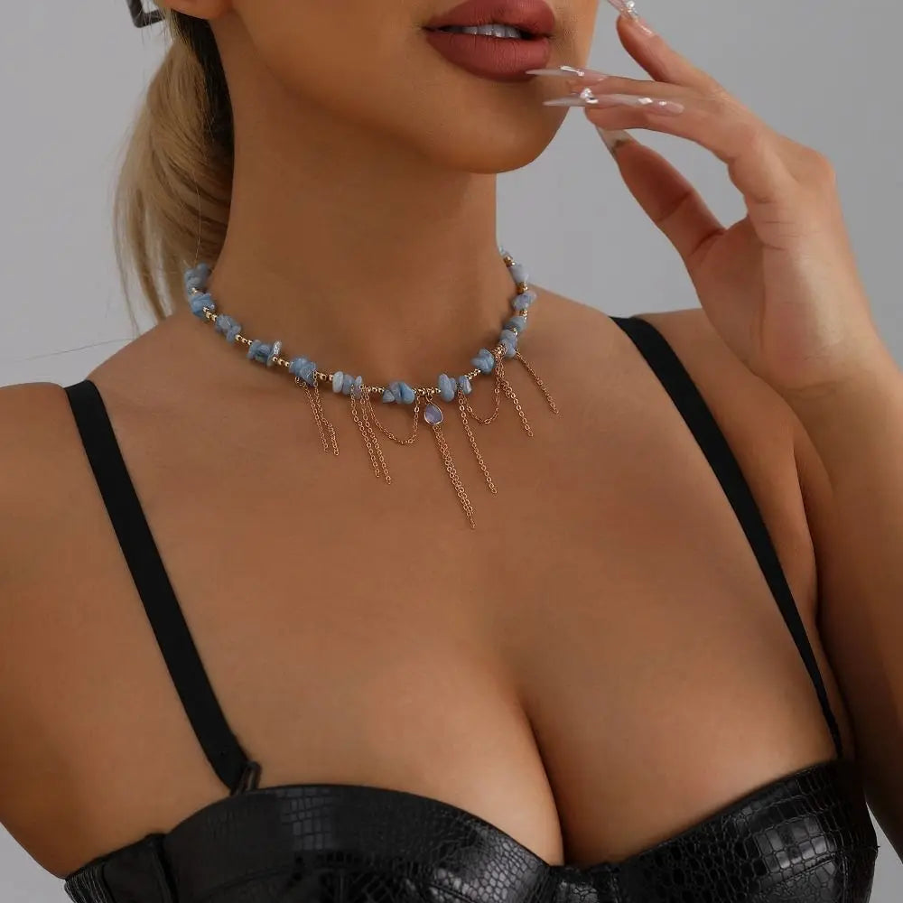 Water Droplet Tassel Necklace