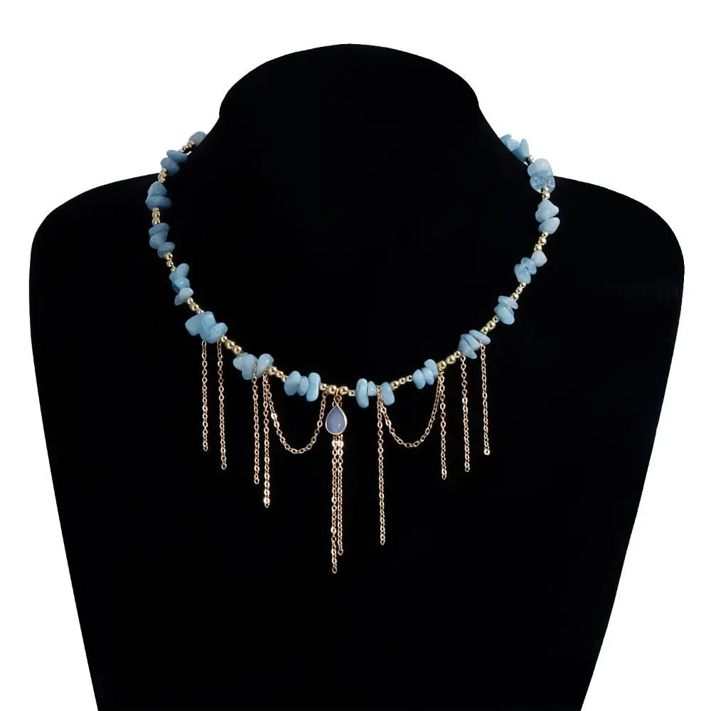 Water Droplet Tassel Necklace