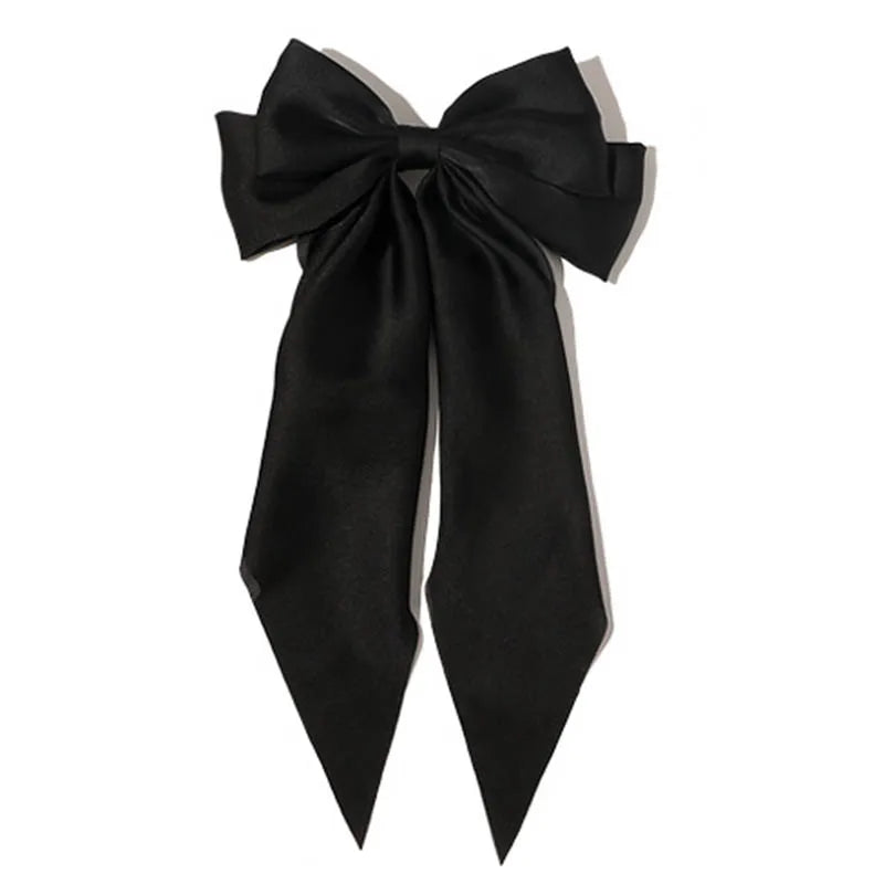 1PC Women Solid Color Hairpins Minimalist Bowknot Retro Hair Clip for Girls Silk Hairband Elegant Hair Accessory