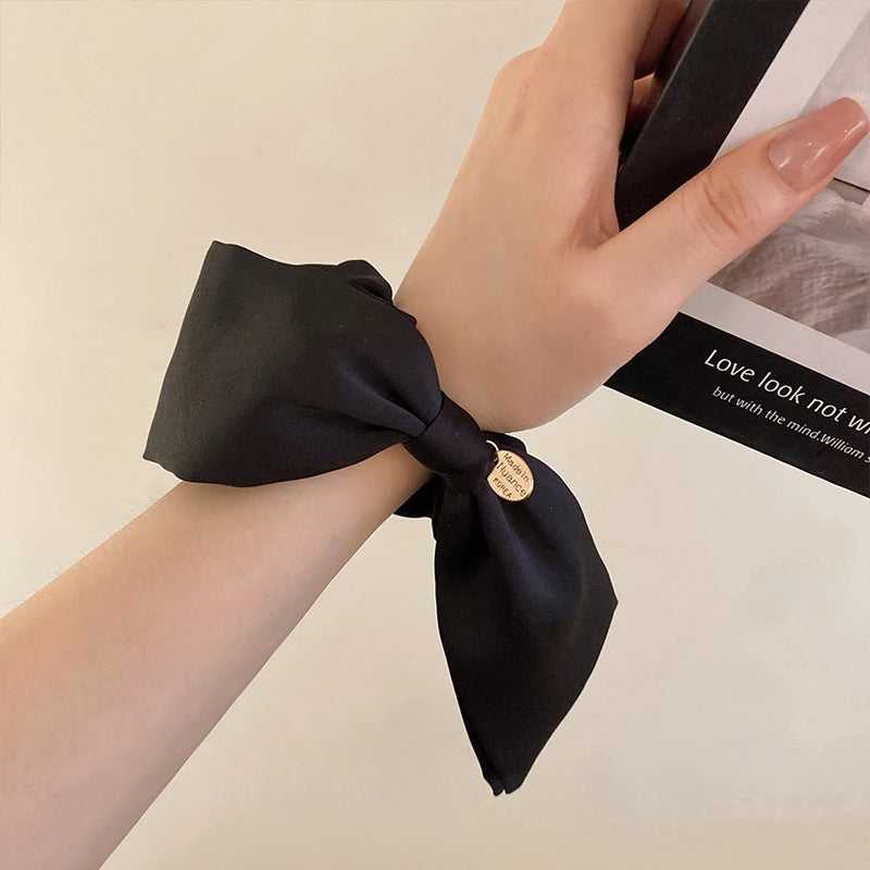 Fashion Advanced Sense Solid Color Bow Hair Band for Women Girls Sweet Versatile Ribbon Bow Hair Rope Hair Accessories Gifts