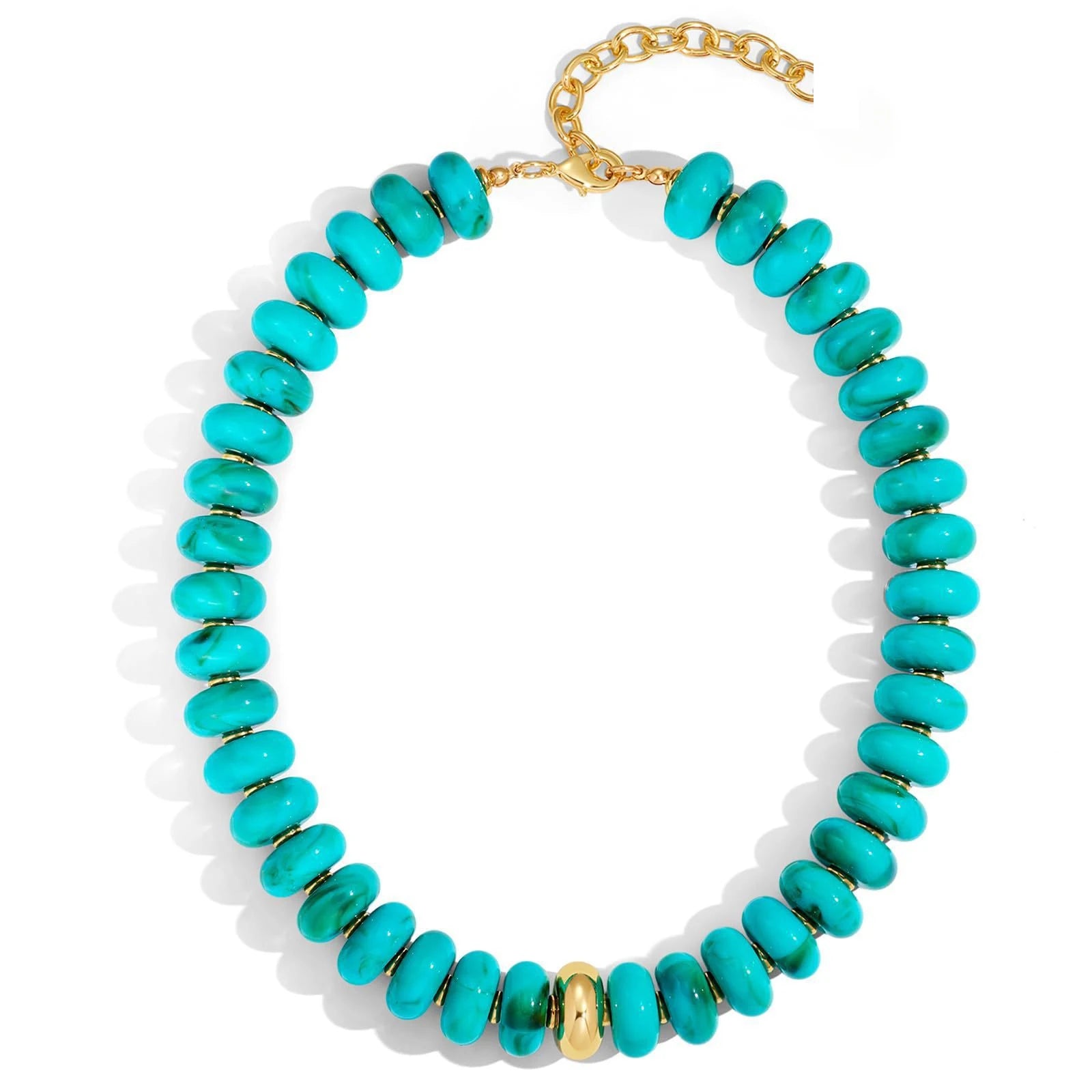 Chunky Colorful Beaded Choker Necklace Women Summer Trendy round Resin Beads Chain Necklaces Statement Jewelry Gift for Vacation
