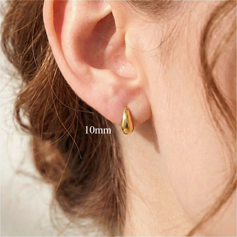 10-31Mm Stainless Steel Vintage Chunky Water Drop Earrings for Women Gold Plated Thick Earring Statement Wedding Jewelry Gifts